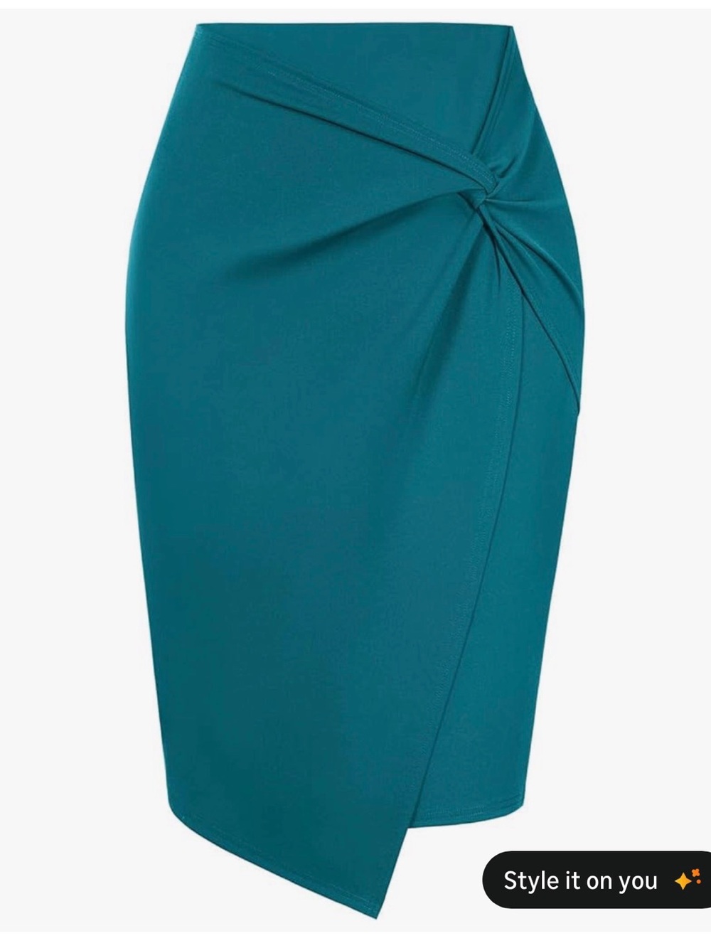 Knot-Detail Blue Pencil Skirt